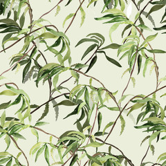 Watercolor seamless pattern of autumn leaves