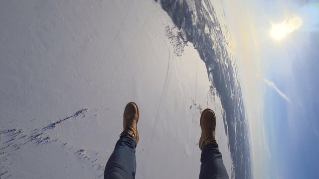 Peaceful landscape with parachuters