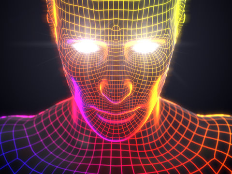 artificial intelligence concept with virtual human avatar.3d illustration