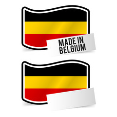 Made in Belgium Flag and white empty Paper. Esp10 Vector.