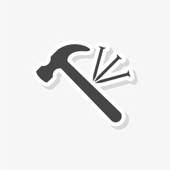 Hammer and nail simple vector icon