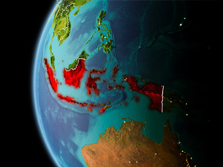 Indonesia from space in evening