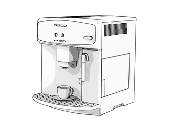 sketch of a coffee machine vector