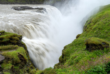 Gullfoss,  most spectacular waterall, two cascades on the Hvita River tumbling into a deep gorge. Iceland
