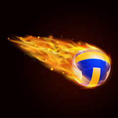 volley ball with fire effect illustration