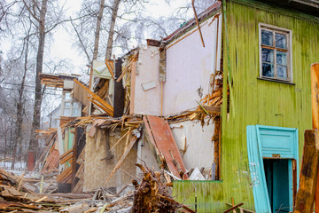 Fototapeta premium Demolition of dilapidated houses 