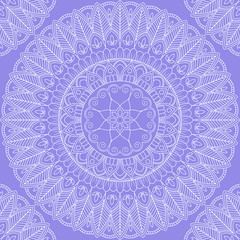 Seamless pattern with mandala ornament. Hand drawn vector illustration