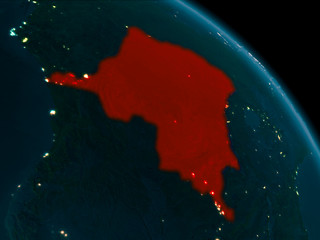 Night view of Democratic Republic of Congo on Earth