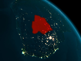 Night view of Botswana on Earth
