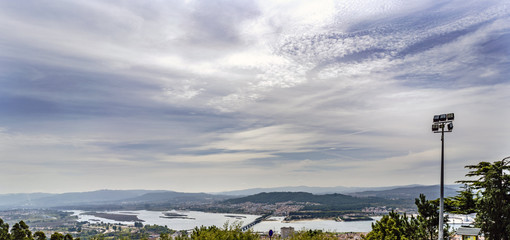 Panoramic view of the city of Viana do castelo (Portugal) and the estuary of the river dduero with the two bridges that cross it