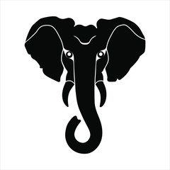 Head elephant isolated logo on white background. Graphic symbol elephant. Vector Illustration