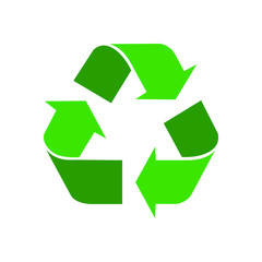 Obraz premium Recycled green symbol isolated on white background. Icon recycled element for website, app or infographics. Sign flat design vector illustration