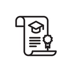 university degree outline vector icon