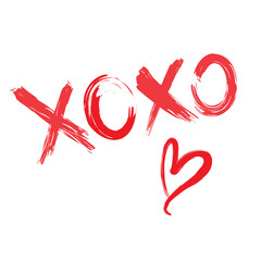XOXO red heart vector card