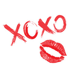 XOXO red lip vector card
