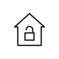 unlock house outline vector icon