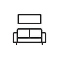 comfortable sofa, sitting room outline vector icon