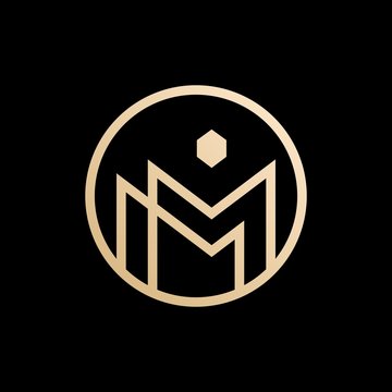 Mm logo monogram shield crown luxury design Vector Image