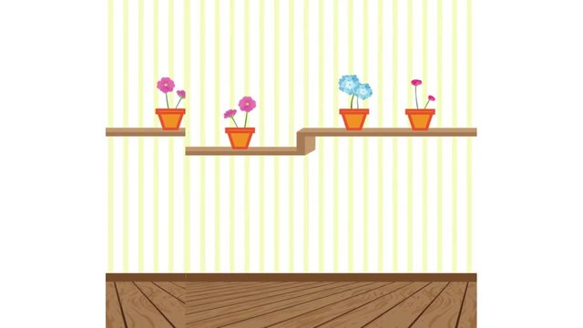 Anima&ccedil;&atilde;o com vasos de flores numa estufa