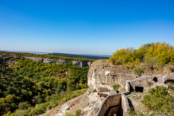 Fototapeta premium Chufut-Kale. Medieval city-fortress in the Crimean Mountains, Bakhchysarai