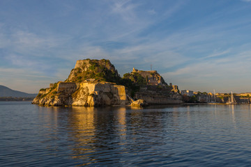 sea view on old venetian fortress corfu in morning sun