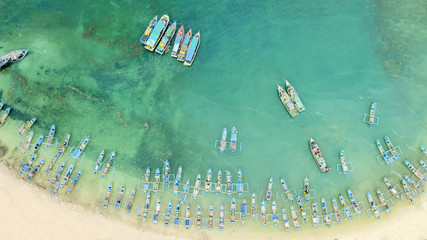 Fisherman boats anchor at Ujung Genteng beach