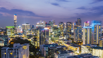 Exotic view of Jakarta downtown at night