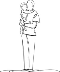 father with son. one line