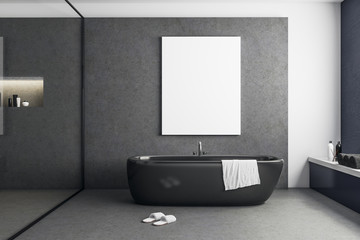 Contemporary bathroom with blank poster