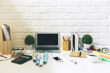 Hipster designer desktop closeup