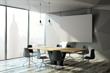 Modern meeting room with billboard