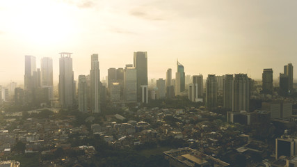 Beautiful Jakarta city with skyscrapers at sunset