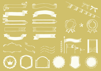 手書き風 リボン フレーム セット