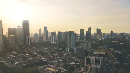 Beautiful Jakarta city at sunset time