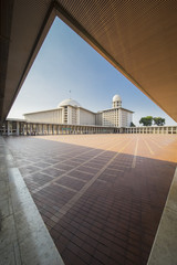 Beautiful Istiqlal mosque architecture under blue sky