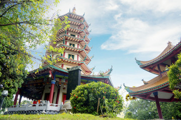 Beautiful blue sky above Avalokitesvara pagoda