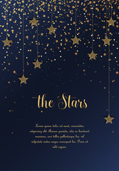 Vector illustration of stars on a dark background. Night sky. Cheerful party and celebration