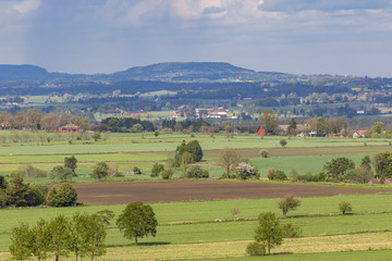 Rural countryside views over fields and farms