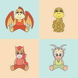 &quot;Dragon, snake, horse, sheep. Vector symbols of the Chinese horoscope
