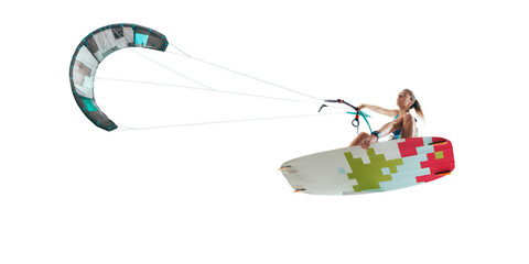 kite surfing isolated on white