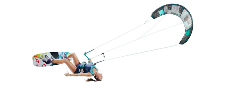 kite surfing isolated on white