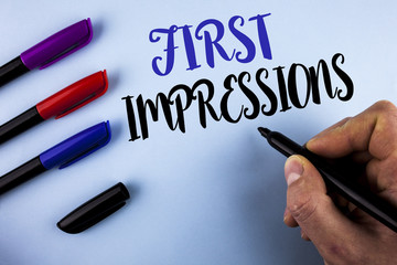 Conceptual hand writing showing First Impressions. Business photo text Encounter presentation...