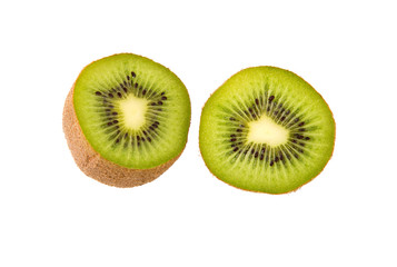 Ripe half kiwi fruit isolated on white