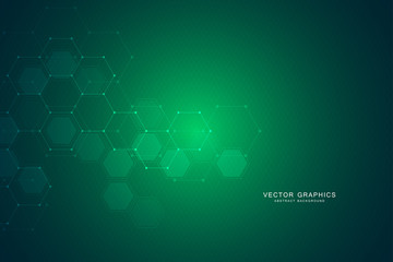 Technology background with hexagons. Molecular structure and chemical compounds.