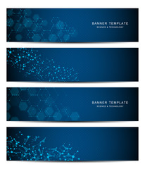 Fototapeta na wymiar Science and technology banners. Molecular and chemical structure.