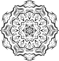 mandala-hand drawing-black-Decorative mandala isolated on white background. Indian ornament. Vector illustration. Hand drawn background