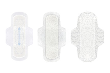 Menstrual tampons and pads for menstruation cycle, isolated on white background, clipping paths included