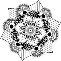 mandala-hand drawing-black-and-white-Hand drawn Mandala design. Perfect for backgrounds, invitations, birthday cards, wallpapers