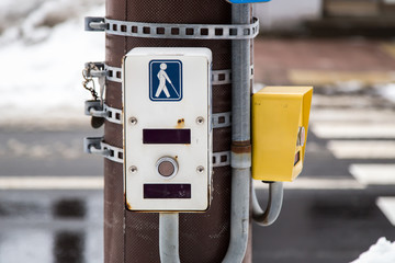 Fototapeta premium pedestrian signal button for blind people