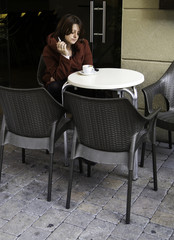 Woman drinking coffee